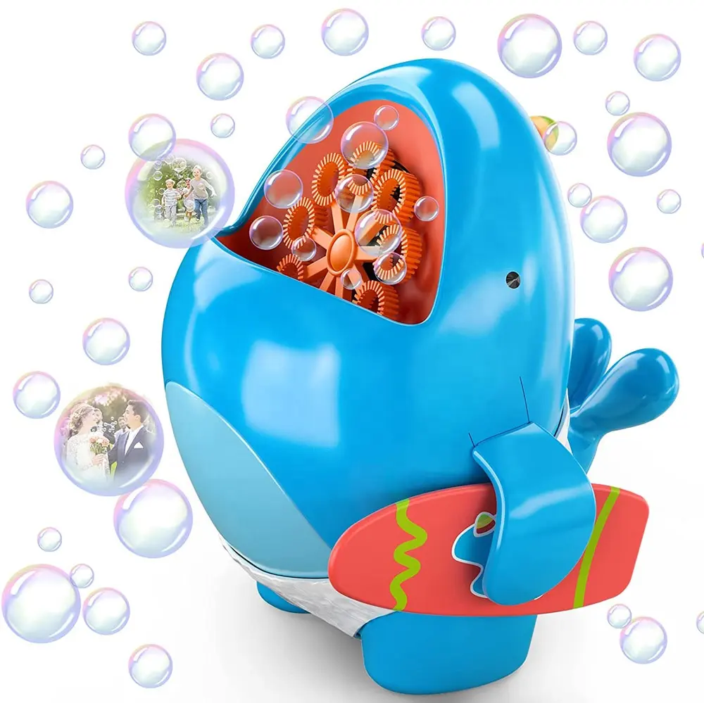 9 hole whale electric automatic bubble machine soap water blower toy portable bubble maker for kids summer outdoor bubble play