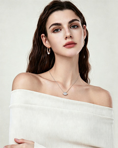 Collana FUSE in Argento <span class=keywords><strong>Sterling</strong></span> S925 Placcato Oro Bianco con Catena a Maglie e Moissanite, Stile Romantico, Certificata GRA, Unisex - Product Image 4