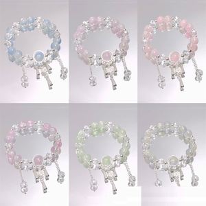 Pulsera de cuentas de cristal con esmalte cristalino, estilo campanas de viento, de fantasía, con cuentas de cristal craquelado tipo palomitas de maíz, colorida - Product Image 2