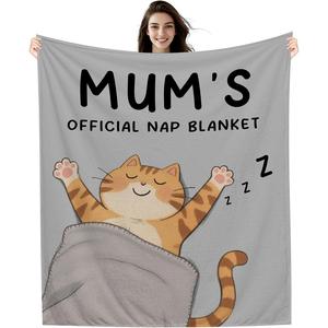 Gray Cat Sleeping Nephew Flannel Blanket Throw Blanket Nap Blanket <b>Machine</b> Washable Fade Resistant for Home Office Nap - Product Image 3