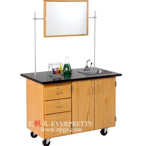 Movable Wooden Lab with Sink Furniture Standard Latest Design Practical Lab Furniture