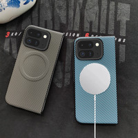 Casing Magnetik untuk Google Pixel 11 10 9 Pro Lipat, Kulit Polos Tekstur Serat Karbon, Penutup Pengisian Daya Nirkabel, Pelindung Anti Benturan
