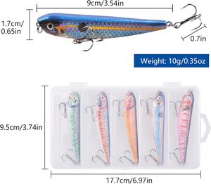 5 pièces leurres de pêche grand appât dur VIB leurre avec triple crochet nageur appât de pêche en eau salée Popper manivelle - Product Image 4