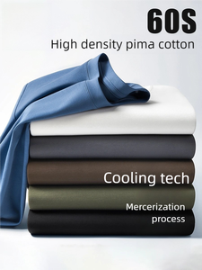 Camiseta de punto informal personalizada para hombre, de algodón Pima de alta densidad, fresca, mercerizada y antiarrugas - Product Image 1