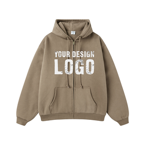 Autumn Winter Heavyweight Plus Fleece Zip <b>Cardigan</b> <b>Mens</b> Hoodies Wholesale OEM Drawstring Loose Zipper <b>Men's</b> Hoodies - Product Image 5