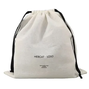 Sac en toile de coton personnalisé avec cordon de serrage, blanc et coloré, motif lettres, pour cadeaux, vente en gros - Product Image 1