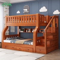 Lit superposé double Wayon pour chambre d'enfant moderne avec échelle et tiroirs de rangement