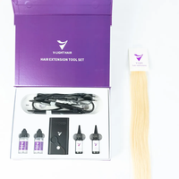 Kit d'outils pour extensions de cheveux invisibles V Light, tissage adhésif, cheveux Remy péruviens, double trame à fixation forte