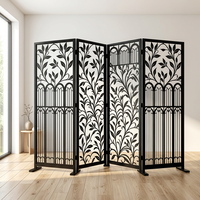 Grand panneau décoratif extérieur en aluminium découpé au laser style Art Déco, motif géométrique, noir, pour jardin, écran de séparation, clôture de protection