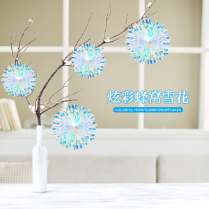 カラフルなネオンフィルムクリスマスオーナメントスタースノーフレークペンダント天井装飾誕生日パーティープロモーションパーティー用品 - Product Image 3