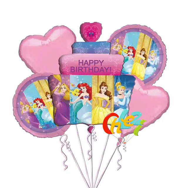 5 Pcs Verjaardagstaart Prinses Ballonnen Baby Decoraties Voor Verjaardagsfeestje Douche Kinderen Helium Ballen