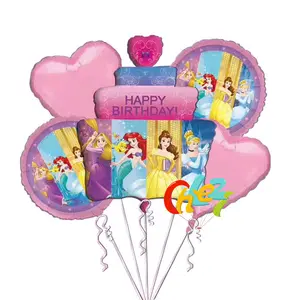 5 pcs生日蛋糕公主气球生日派对淋浴儿童氦球婴儿装饰品