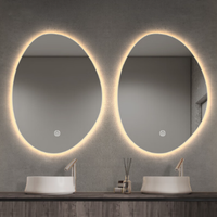 Cermin kamar mandi pintar kustom lampu LED layar sentuh gantungan dinding tidak teratur cermin rias pencahayaan Salon sentuh
