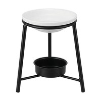 Brûleur d'huiles essentielles en fer forgé avec plateau, lampe chauffante pour la fonte de cire, porte-bougie d'aromathérapie noir