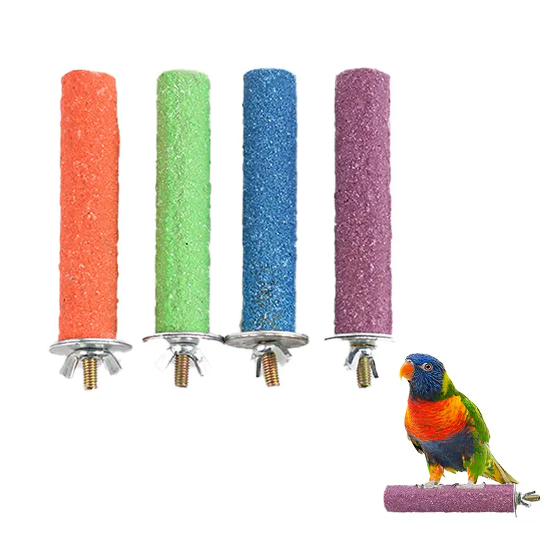 Wholesale Bird Accessories 10/20/30cm Frosted Wood Parrot Standing Pole Bird Claw Grinding Stick Bird Toy