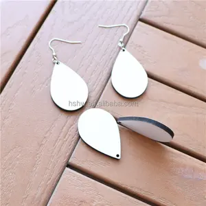 Chưa Hoàn Thành Teardrop Shaped Nhiệt In Thăng Hoa Blanks MDF Earrings Đối Với Phụ Nữ Cô Gái DIY Jewelry Making