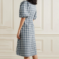 Produits Tendances 2026 Nouveautés Robes de Créateur Élégantes à Manches Bouffantes à Carreaux Décontractées d'Été pour Femmes en Coton et Lin