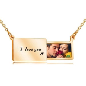 Collar con Colgante Cuadrado Personalizado con Logotipo de Marca, Dibujo Personalizado, Grabado con Fotos, Collares <span class=keywords><strong>para</strong></span> Parejas - Product Image 5