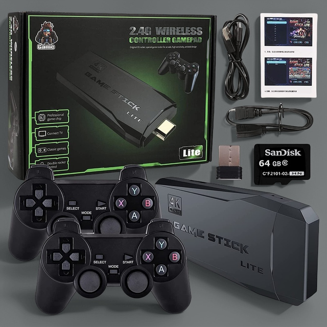 2025 New M8 Console-Dual Wireless 2.4G Game Stick 4K Emulators FC GB GBC TV Console with 64G Video Storage