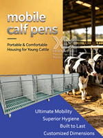 Enclos mobile pour veau en acier galvanisé avec roues, abri individuel pour veau, équipement d'élevage pour ferme laitière