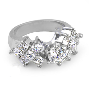 Attractive Party Rings Cubic Zircon Silver 925 Sterling Ring White <b>Cushion</b> and <b>Round</b> Cut CZ Gemstones Jewellery Gift - Product Image 3