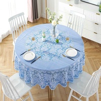 Nappe de table ronde en PVC doré chaud européen, imperméable, anti-taches, pour hôtel, restaurant, blanc pur
