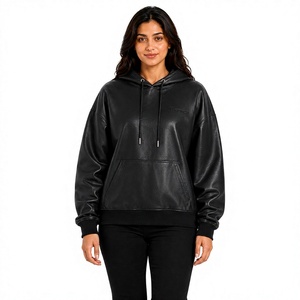 <b>Women's</b> <b>Black</b> Oversized Hoodie <b>Fleece</b> Sweatshirt With Pockets Regular Fit Autumn Wear - Product Image 1