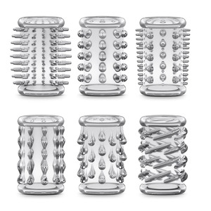 6PCS Manchon de pénis transparent réutilisable pour hommes, pour l'agrandissement de l'érection, retardateur, anneau pénien stimulant, pour couple adulte, dropshipping - Product Image 1
