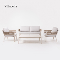 Ensemble de canapés d'extérieur en corde tressée, aluminium, 4 pièces, mobilier de jardin avec table basse pour hôtel et complexe hôtelier