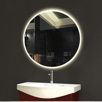 Espejo de Baño LED Redondo Inteligente para Hogar y Hotel, con Luz Regulable, Función Antivaho, Bluetooth, Espejo de Vanidad Montado en la Pared
