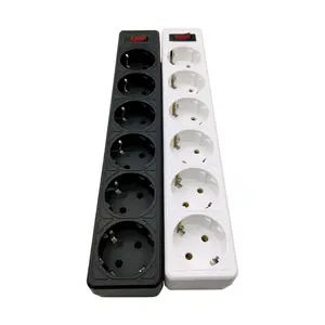 HAOYONG Power Strip EU Plugs Extension Socket Extension Cord 6 Outlets Switch Power Button Power Strip