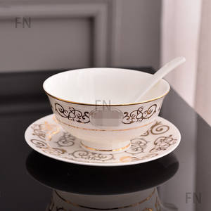 Ensemble de vaisselle en céramique Western 58pcs tasse à café en porcelaine d'os vaisselle et assiettes service de table en porcelaine - Product Image 4