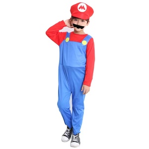 Costume <span class=keywords><strong>Mario</strong></span> Cosplay pour enfants Halloween Party Super Mary Perform Sets Hat Clothes Pants Beard Three Piece Set for Men - Product Image 2