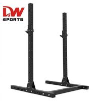 DW SPORTS Half-rack réglable robuste à double poteau avec barre de traction pour la musculation à domicile