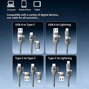 Cable de Datos Universal 4 en 1 de Carga Ultra Rápida de 240W con Carcasa de Silicona Líquida y Aleación de Zinc - Product Image 5