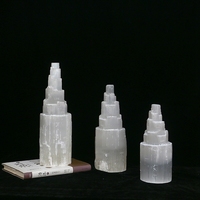 Tour de Sélénite Naturelle Sculptée, Décoration en Cristal de Gypse Blanc pour la Maison, le Bureau, le Hall d'Hôtel, Pierre Énergétique, Usine OEM ODM