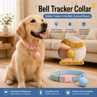 Traceur GPS pour animaux de compagnie, collier anti-perte avec clochette discrète, localisateur de sécurité léger compatible avec Find My et Find Hub