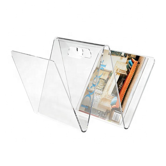 Organizador de escritorio acrílico transparente para revistas, soporte de plexiglás para folletos