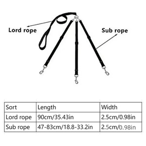 Cinturón de tracción para mascotas Tejido de nailon Tres cabezas One Drag Three Correa para perros - Product Image 3
