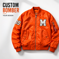 Veste bomber MA1 sur mesure en gros pour hommes, orange, streetwear, veste de pilote en nylon, broderie, patch, marque privée, fabricant OEM