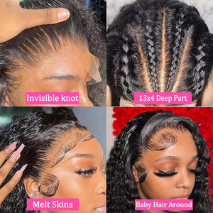 Parrucca in Capelli Umani Veri 13*4 180% Alta Densità, Ondulata Profonda, Lunga e Riccia, Permanente e Tintura Possibili - Product Image 3