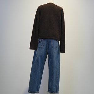 <span class=keywords><strong>Jean</strong></span> décontracté bleu délavé coupe droite ample pour femme, 98% coton 2% élasthanne - Product Image 3