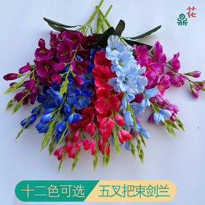 ดอกกลาดิโอลัสประดิษฐ์แบบห้าก้าน ขนาด 62 ซม. สีม่วง ทำจากผ้าไหม สำหรับตกแต่งบ้าน - Product Image 4