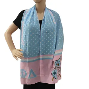 64x17 Gamma Phi Delta Scarf GPD Sorority Greek Letters with Polka Dot inches scarf