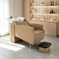 Fauteuil de lavage moderne de haute qualité pour salon de coiffure, couleur personnalisable avec cuvette en céramique, lit de lavage pour barbier