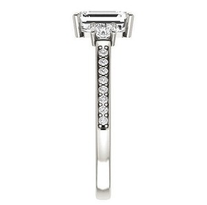 <b>Emerald</b> Cut Moissanite <b>Ring</b> 925 Sterling <b>Silver</b> White Gold Plated Luxury Engagement Anniversary Wedding Bridal Solitaire Promise - Product Image 2