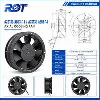 Ventilador Axial AC A2S130-AB03-11 230V 2800RPM, Refrigeración Duradera, Funcionamiento Confiable, Refrigeración Continua