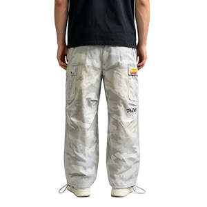 TaiDe Wholesale Clothing Manufacturer Men Gray Camo Cargo Pants Multi Pocket Camouflage Streetwear Baggy Wide Leg <strong>Trousers</strong> - Product Image 2
