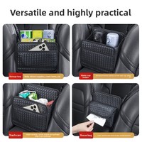 Nouvelle console centrale de voiture en cuir personnalisable avec accoudoir, compartiment de rangement, poche en filet et organisateur suspendu pour l'intérieur de la voiture