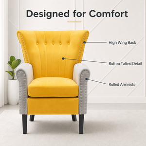 Hot-Sale Living Room <strong>Wing</strong> Back Arm Chair Comfortable Upholstered Blue Velvet <strong>Armchair</strong> - Product Image 5